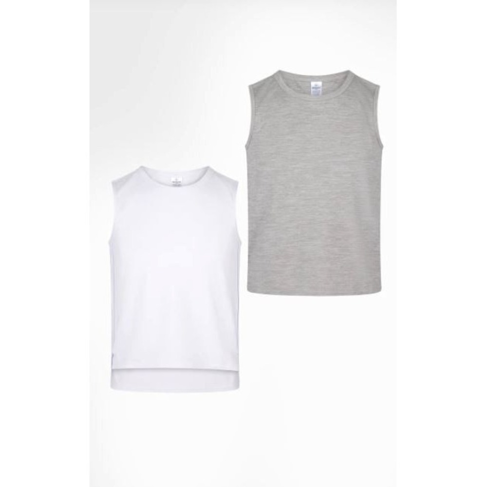 90 Degree by Reflex Girls 2 Piece Soft Josie Hi Low‎ Crop Tank White/Grey S(7/8)